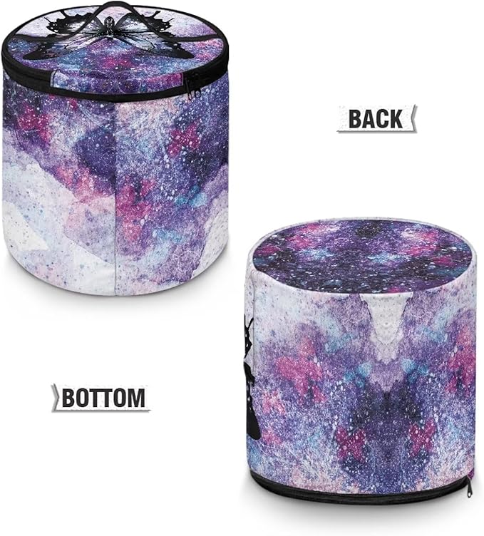 Purple Butterfly Electric Pressure Cooker Insulation Bag Smooth Flat Surface Pressure Cooker Storage Bag with Handle and Pockets