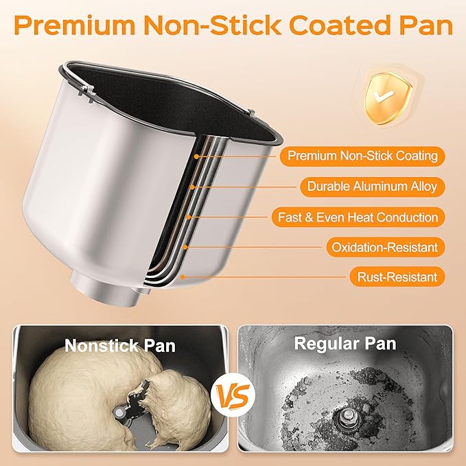 2.5LB Bread Maker with Built-in Electronic Scale, 25-in-1 Bread Machine, Beginner-Friendly with Adjustable Baking & Fermentation, Non-Stick Easy-Clean Pan, Quiet, 15H Delay, Recipes, White