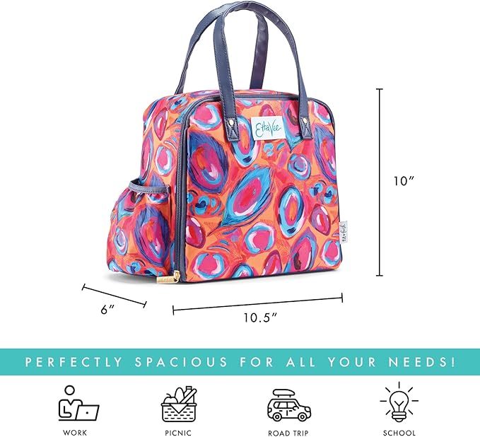 Fit & Fresh Lunch Bag For Women, Insulated Womens Lunch Bag For Work, Leakproof & Stain-Resistant Large Lunch Box For Women With Containers, Tumbler and Ice Pack, Zipper Closure Wichita Bag Peacock