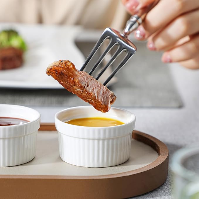 MALACASA Mini Ramekins 2 oz set of 24, Ramiken, Ceramic Creme Brulee Ramekins, White Custard Cups, Small Dipping Bowls for Kitchen Serving Sauce Condiments, Dishwasher Oven Safe, Series RAMEKIN.DISH
