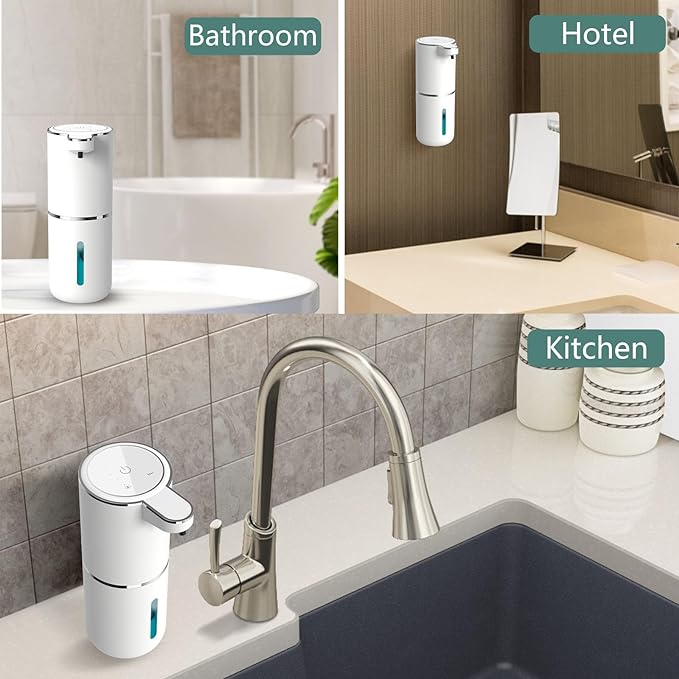 Automatic Soap Dispenser – Touchless Foaming Soap Dispenser 400ml USB Rechargeable Dispenser Electric Wall Mounted 4levels Adjustable Foam Dish Soap Pump for Bathroom Kitchen
