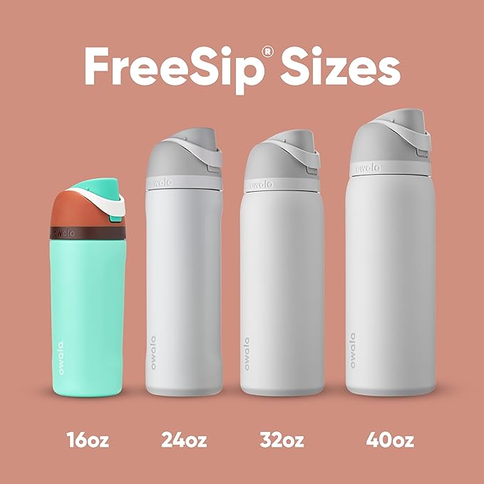 Owala Kids FreeSip Insulated Stainless Steel Water Bottle with Straw for Sports, Travel, and School BPA-Free Sports Water Bottle, 16 oz, Mint Chocolate
