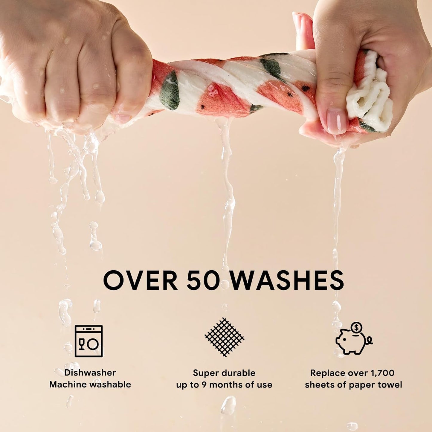 RECYCO Swedish Dishcloths for Kitchen | 4 Pack Oversized Washable Dish Rags | Large Cellulose Reusable Cleaning Paper Towels | Absorbent Counter Dish Cloth Sponge XL Kitchen Wipes, 12" L x 10" W