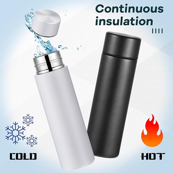 Irenare 5oz Mini Water Bottle Mini Insulated Stainless Steel Bottle Purse Water Bottle Cute Leak Proof Flask Keeps Drink Cold and Hot for Purse Women(Black, White,2 Pieces)