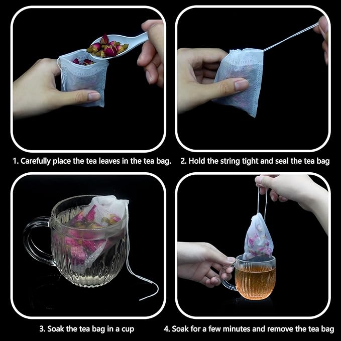 Tea Filter, Tea Bags, Tea Bags for Loose Leaf tea 100PCS 4IN x3.2IN White