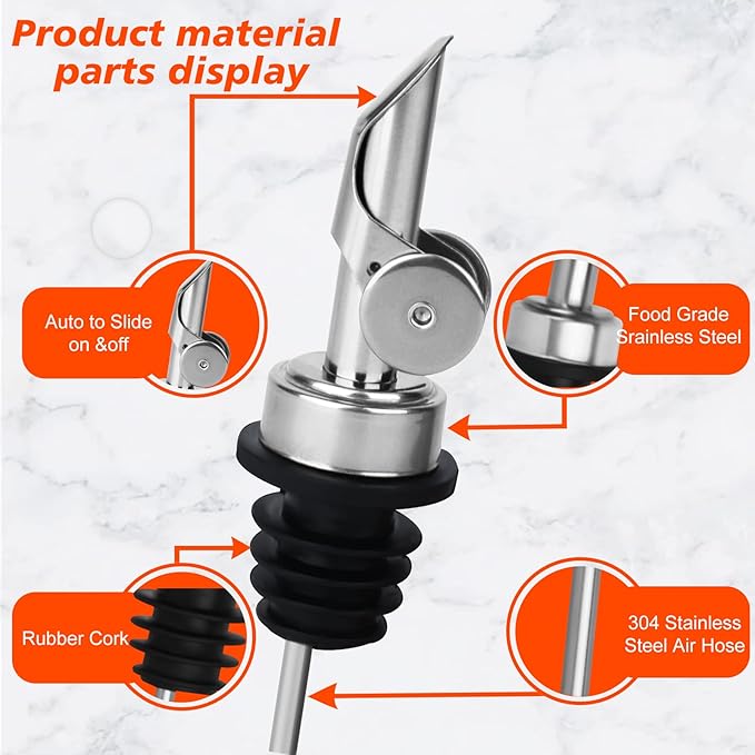 12PCS Weighted Liquor Bottle Pourers, Auto Flip Olive Oil Spout, Stainless Steel Olive Oil Dispenser Spout, Alcohol Pourer Spouts, Liquor Pourers for Suitable About 3/4" Bottle Mouth