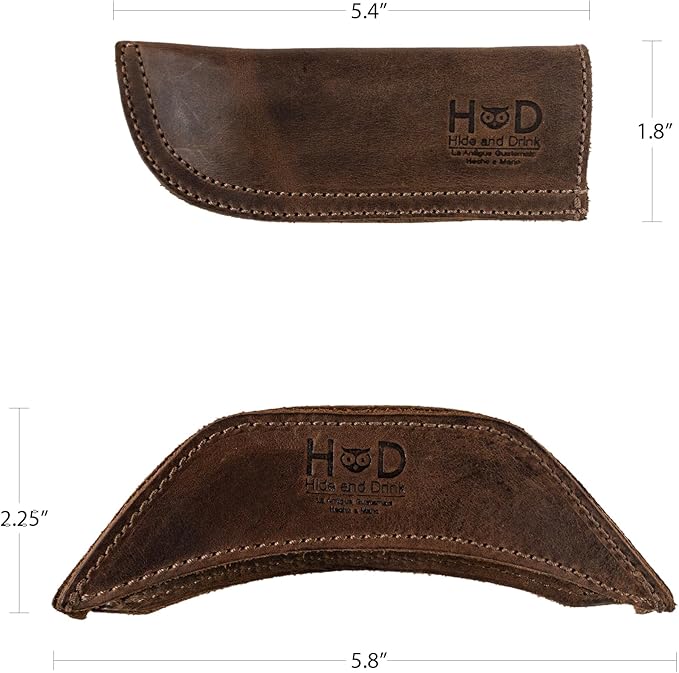 Hide & Drink, Rustic Leather Hot Handle Holders (Set of 2) Panhandle, Side Kick, Assist Grip for Cast Iron Skillets & Pans, Double Layered, Handmade (Bourbon Brown)