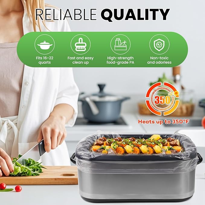 CAREGY Electric Roaster Liners 34 x 18 Inch 30 Counts Disposable Roaster Liners Fits 16, 18, 22 Quarts Roasters, Roasting Oven Liners Cooking Bags for Immediate Cleanup