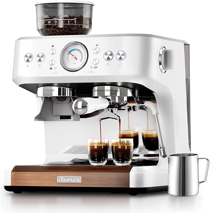 COUPLUX Espresso Machine with Grinder, 58MM Café (2026 UPGRADED) Espresso Machine with Anti-Static Grinder/Milk Steam Wand 15 Bar Espresso Coffee Machines For Home Cappuccino & Latte Stainless Steel