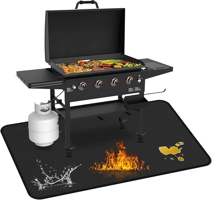 75 x 40 inch Under Grill Mats for Blackstone - Large Fireproof Grill Mat for Deck Protector, Double-Sided Waterproof Oil-Proof BBQ Floor Matt for Blackstone Griddle Accessories