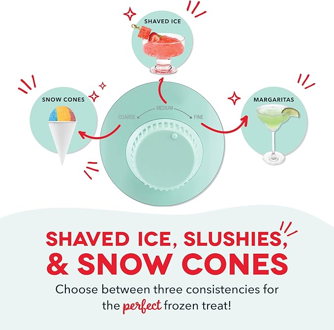 Dash Deluxe Shaved Ice & Slushy Maker - Easy-to-Use Slushy & Snow Cone Maker - Includes Serving Pitcher & Recipe Guide for Homemade Treats - Aqua