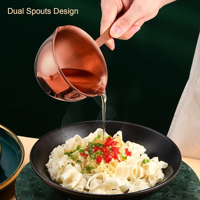 Stainless Steel Butter Warmer, Saucepan Chocolate Milk Butter Melting Pot Small Sauce Pan with Pour Spouts Cooking Pot for Hot Oil Soup Coffee Tea Warming (Pink Gold)