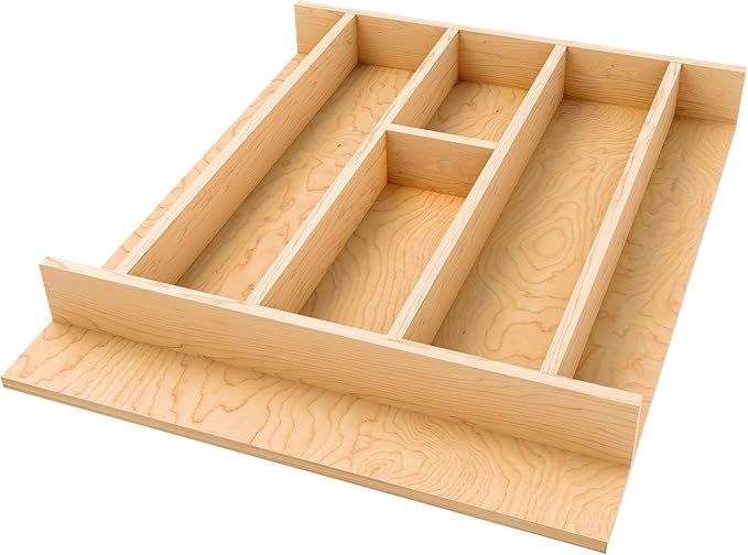 Rev-A-Shelf Natural Maple Right Size Utensil Insert Home Storage Kitchen Organizer 7 Compartment Drawer Accessory, 16 1/4" x 19 1/2", 4WUT-21SH-1