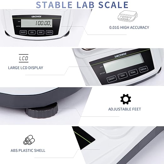 Lab Scale 600gx0.01g High Precision Scale 0.01g Accuracy Laboratory Digital Analytical Balance Jewelry Gram Pharmacy LCD Display(No Test Weight)