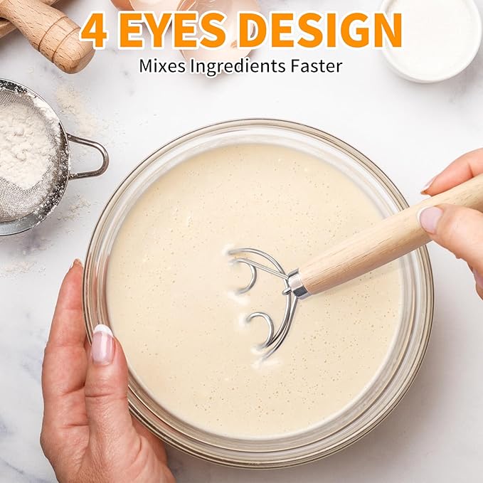 ALLTOP Danish Dough Whisk and Bread Lame Set - Dough Mixer and Bread Scoring Knife for Easy Mixing,Cuts - Essential Sourdough Making Tool for Novices & Expert Bakers