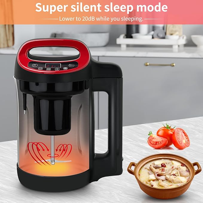 Soup Maker 1.6 L, 4-in-1 Multifunctional Smooth Soup and Chunky Soup Machine Maker with LCD Control Panel, Stainless Steel Electric Hot Soup Maker, 2-5 Servings, Smart Living for Home Use