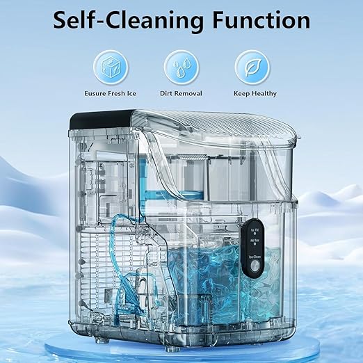 Antarctic Star Nugget Ice Maker Countertop, Chewable Nugget Ice Machine with One-Touch Operation, Self Cleaning, Fast Ice Making 34Lbs/24H, for Office/Home/Bar, Silver