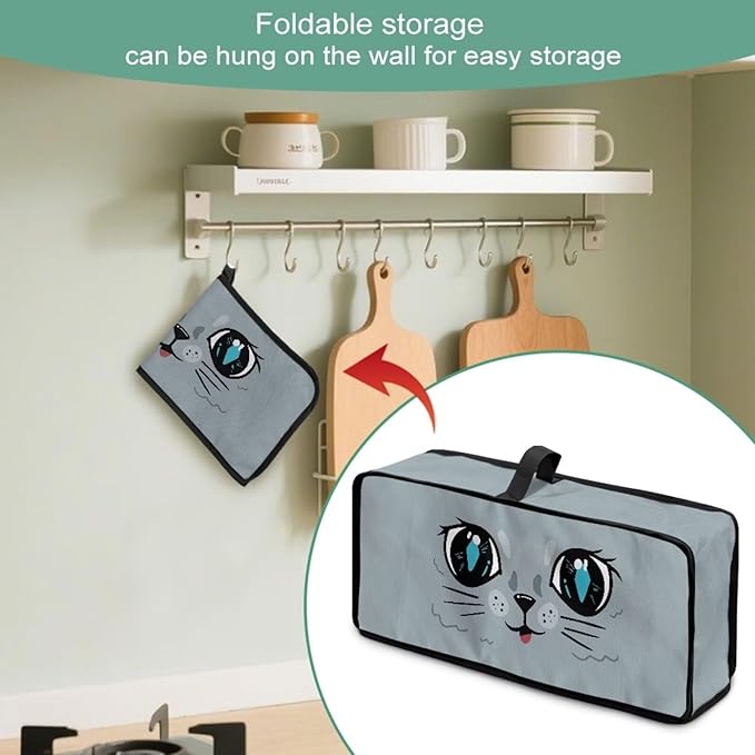CuteToaster Cover 2 Slice Cat Face Covers for Toasters Dustproof Fingerprint Protectors and Greasy Protection, Heat-resistant Kitchen Appliance Covers, Easy to Clean