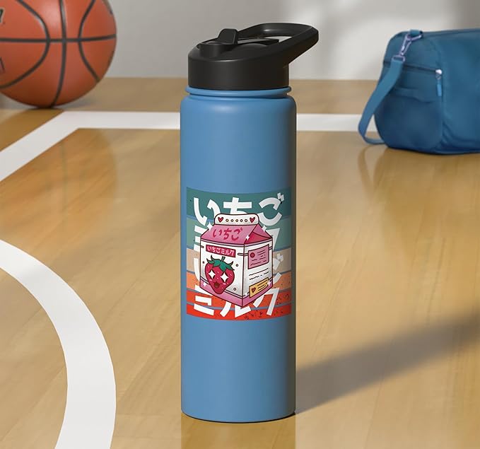 Kawaii Milk Carton Japanese Culture Adorable Strawberry Cute Stainless Steel Insulated Water Bottle