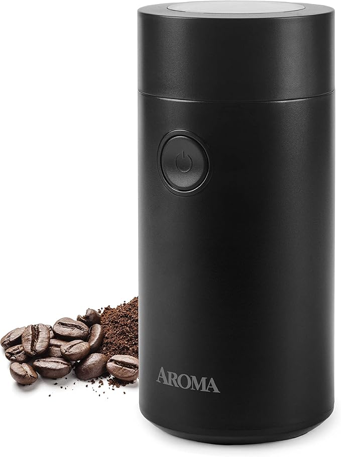 Aroma Housewares Mini Coffee Grinder and Electric Herb Grinder with 304 Stainless Steel Grinding Blades and a Premium Clear Lid (40 g.)