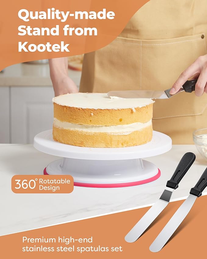 Kootek 700pcs Cake Decorating Kit, Baking Supplies with Springform Pans, Cake Turntable for Decorating, Piping Tips Set, Pastry Bags, and More Baking Tools for Mother's Day