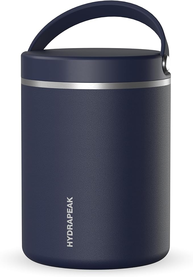 Hydrapeak 32oz Stainless Steel Vacuum Insulated Food Jar for Hot Food and Cold Food, Wide Mouth Leak-Proof Soup Jar for Adults, 10 Hours Hot and 16 Hrs Cold (Navy)