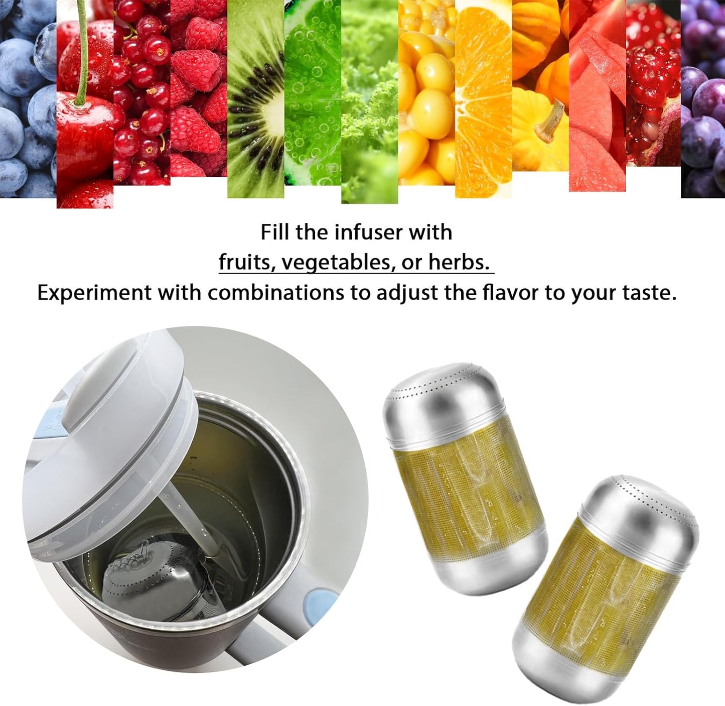 2 Pcs Tea Infuser for Loose Leaf & Fruit Infuser Insert – Extra Fine Mesh Strainer, 316 Stainless Steel with Screw-Top Lid, Reusable Filter for Herbs, Lemon, Cucumber, Coffee & Spices