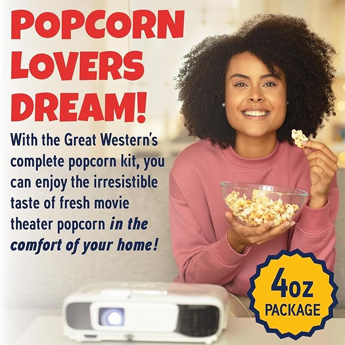 Premium America Popcorn Kit, 24 Packs for a 4oz Popper, Movie Theater & Popcorn Machine Kernels, Oil & Seasoning Packet, Bulk All in One