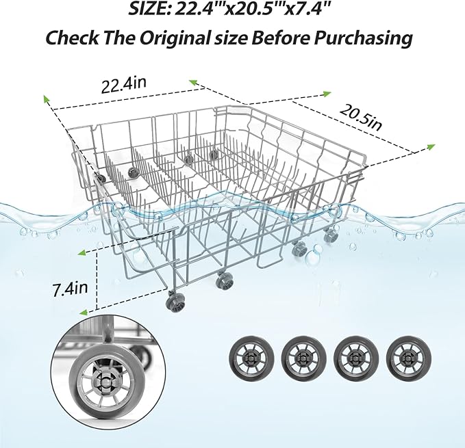 【𝟮𝟬𝟮𝟲 𝙐𝙥𝙜𝙧𝙖𝙙𝙚𝙙】 DD82-01384A Dishwasher Dishrack Lower rack Parts Assembly (22.5'' D x 20.5'' W inch) - Fit For Samsung DIshwasher OEM Parts DD81-02295A