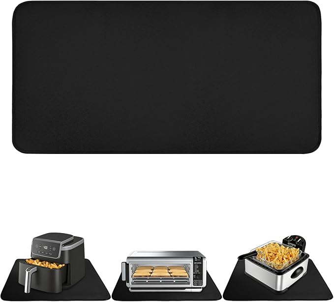 Black Extra Long Heat Resistant Mat 15x35in, Hot Pads for Countertops Under Multiple Appliances, Countertop Protector Mat for Kitchen