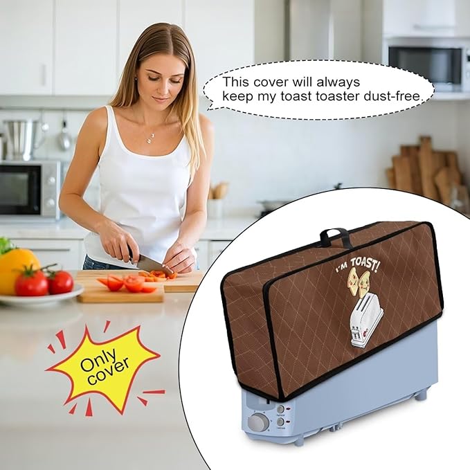 Bread Print 2-Slice Slim Toaster Cover, Machine Washable Toaster Cover 2 Slice Heat Resistant Dustproof Protector Covers for Kitchen Appliances