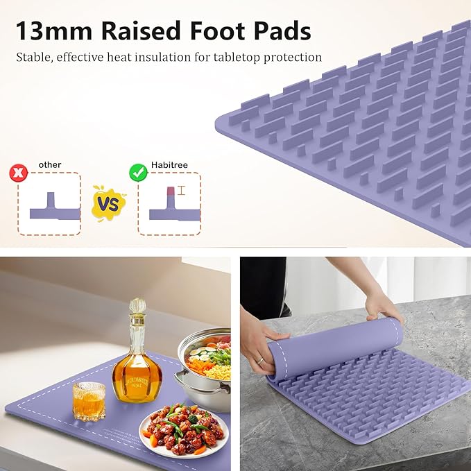 3-Pack Silicone Food Warming Mat & Food Warmers for Parties Buffet - Rapid Heating 6-Level Temp Control, Rollable Portable Easy Clean - Value Set for Gatherings & Home Daily Use（Purple）