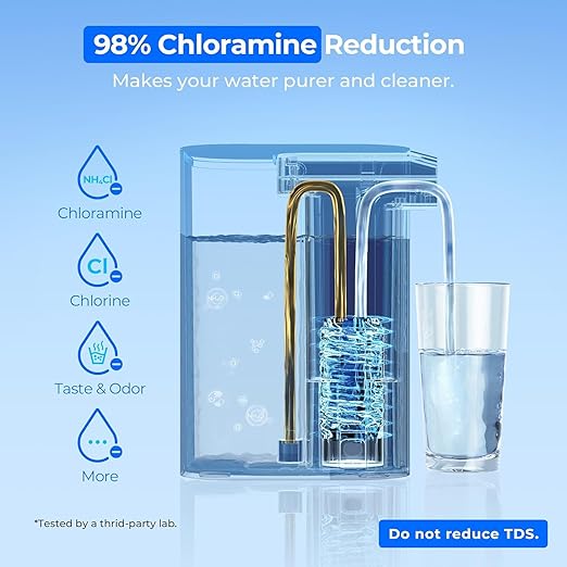 Waterdrop EDC01W Electric Water Filter Pitcher, 98% Chloramine Reduction, Rechargeable Water Dispenser, Instant 200-Gallon 15-Cup Countertop Purifier, NSF/ANSI 42, Reduce PFOA/PFOS, Lead, White