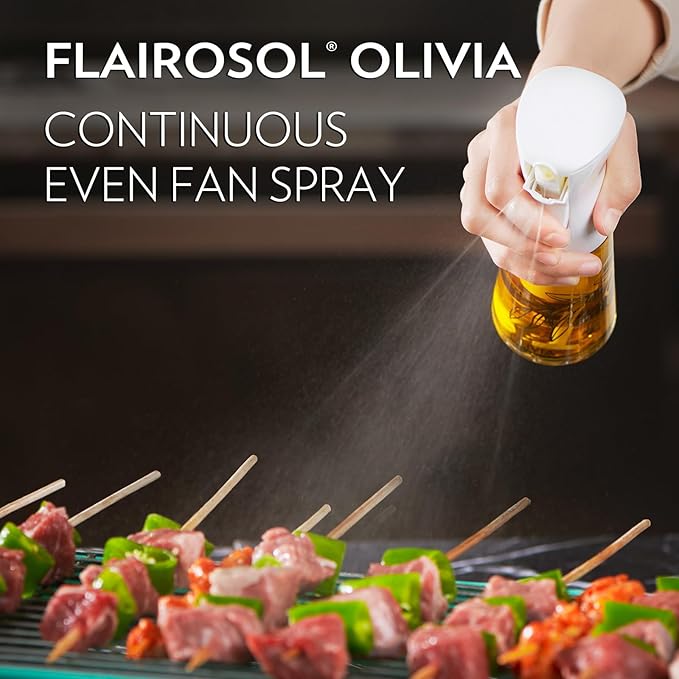 FLAIROSOL OLIVIA 130ml and 200ml Glass Olive Oil Sprayer, Olive Oil Sprayer for Cooking, Kitchen, Air Fryer, Salad, BBQ (Golden Leaves)