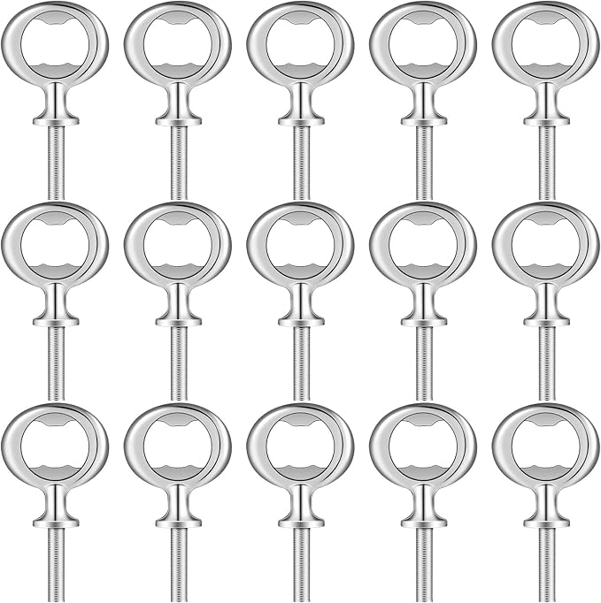 Metal Bottle Opener Kit Blank Bottle Opener Stainless Steel Open Inserts Hardware for Wedding Wine Party DIY Project Craft Wood Turning(Silver,15 Pieces)