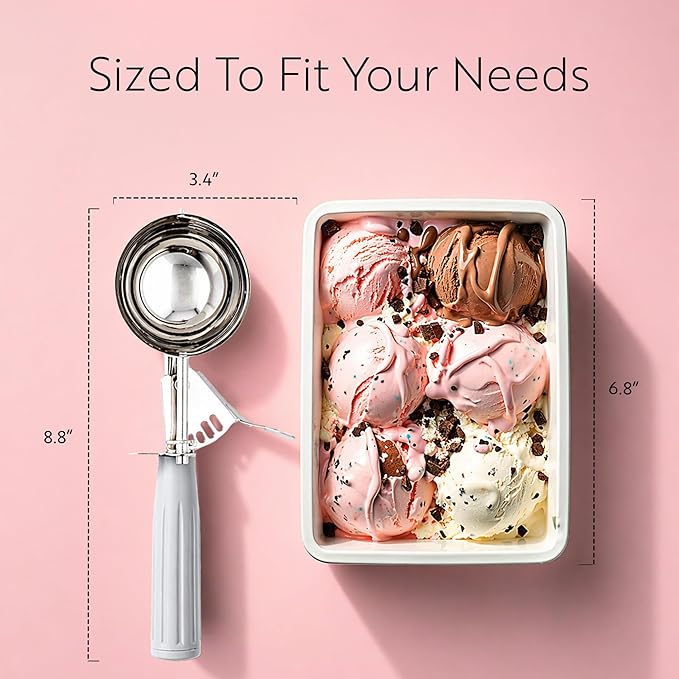 Restaurantware 4 Ounce Portion Scoop, 1 Trigger Release Stainless Steel Cookie Scoop - With Gray Handle, Stainless Steel Disher, For Portion Control, Cookie Dough, Cupcake Batter, Or Ice Cream