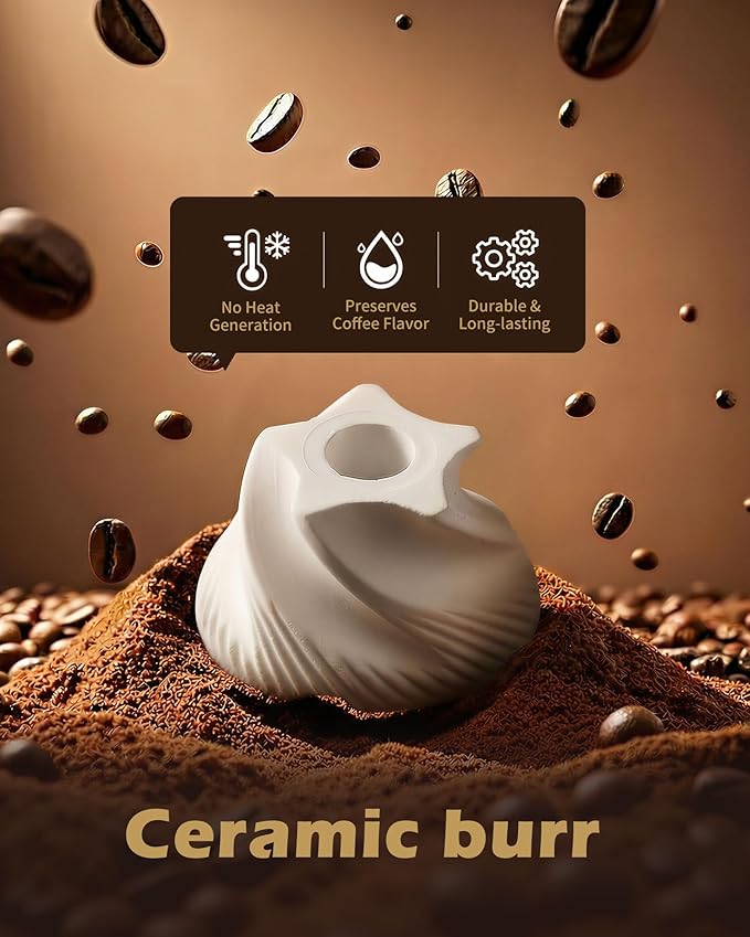 Manual Coffee Grinder with 40 Adjustable Grind Settings With Ceramic Conical Burr,Handheld Grinder with Handle Crank, Portable Hand Coffee Mill with 35g Capacity,Espresso,Pour Over,French Press