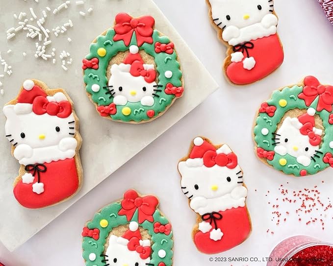 Handstand Kitchen Hello Kitty Holiday Cookie Party Set with Cookie Stamps, Frosting Bag, Spatula and More