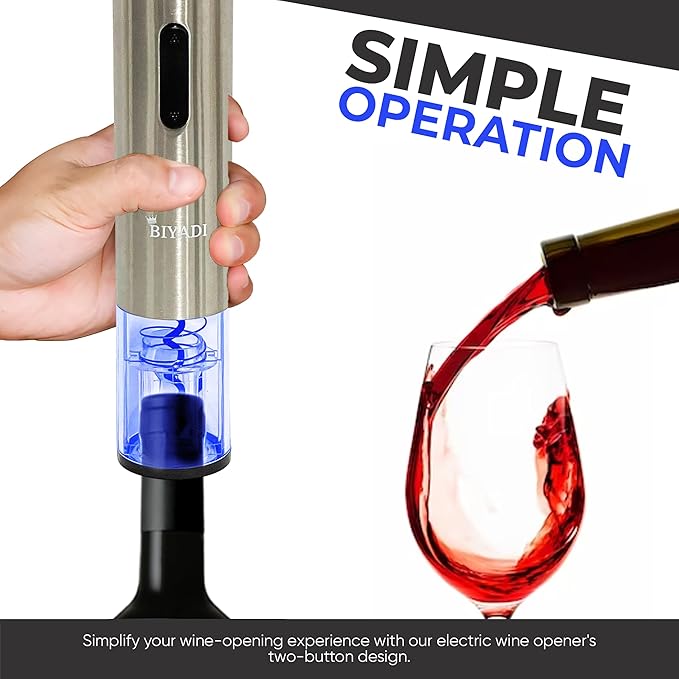 Electric Wine Opener Set with 6-in-1 Accessories, Automatic Corkscrew, Foil Cutter, Pourer, Vacuum Pump, 2 Stoppers, Charging Stand