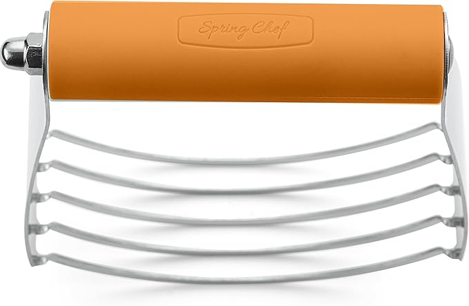 Spring Chef Large Dough Blender For Baking, Professional Dough Cutter Tool, Stainless Steel Puff Pastry Cutter Tool with Sharp Blades, Manual Pastry Blender for Easy Mixing - Dishwasher Safe - Mango