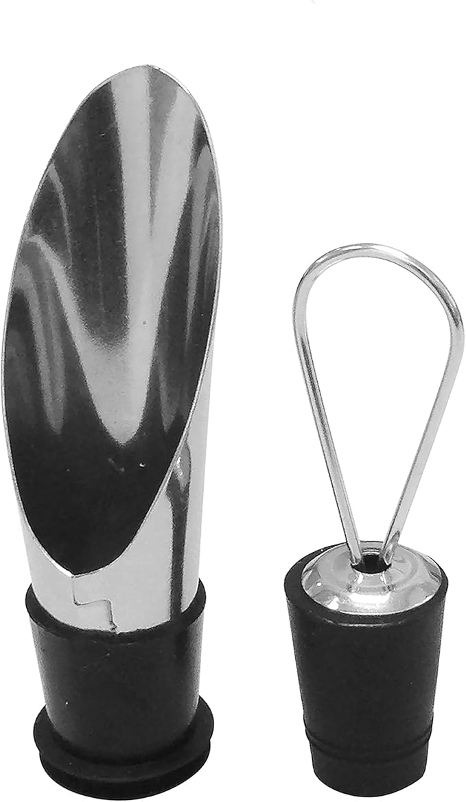 Kalorik Electric Wine Opener Wine Lovers Set Includes Bottle Opener Wine Pourer Preserver and 2 Stoppers Foil Cutter and Charging Base, Stainless Steel