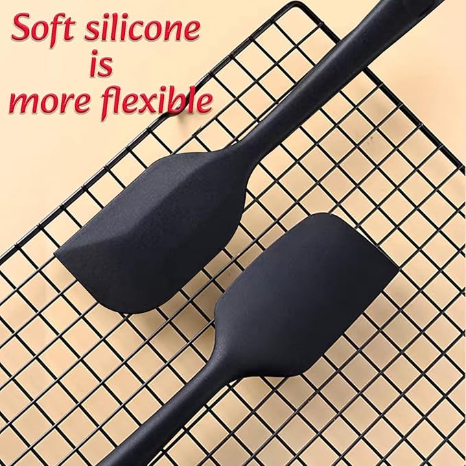 8 Pieces Silicone Spatula, 8.5 inch Non-stick Spatulas with Stainless Steel Core,Heat Resistant-500℉, Food Grade Silicone, Dishwasher Safe, for Mixing,Cooking,Baking (Black)
