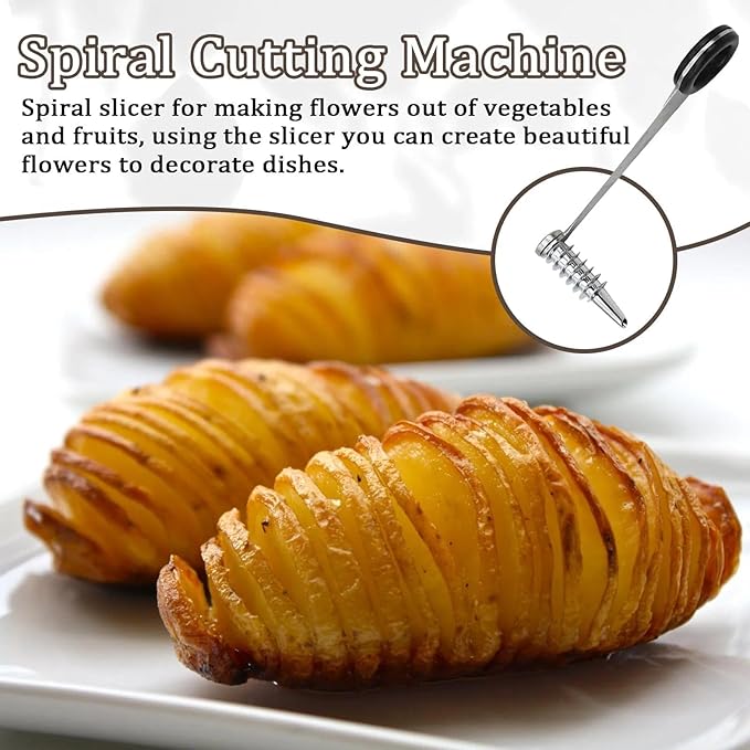 Vegetable Spiral & Crinkle Cutter – 2-in-1 Premium Peeler for Veggies & Potatoes, Stainless Steel Spiralizer for Zucchini, Carrots, Potatoes, Salad Garnishes & More(2Pcs)