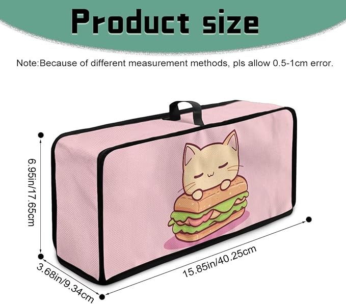 Cute Hamburger Toaster Cover 2 Slice Long Slot 2 Slice Slim Toaster Cover Water-Resistant Folding Small Appliance Covers for Kitchen, Easy to Fold and Store (Pink Cat)