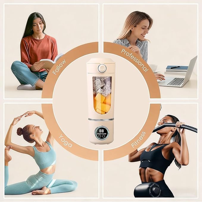 Electric Blender Cup - 700ml USB Rechargeable Fruit Mixer | Electric Vegetable Juicer - for Women Men Teens Adults Kitchen Gym Travel Dormitory Apartment Hotel School
