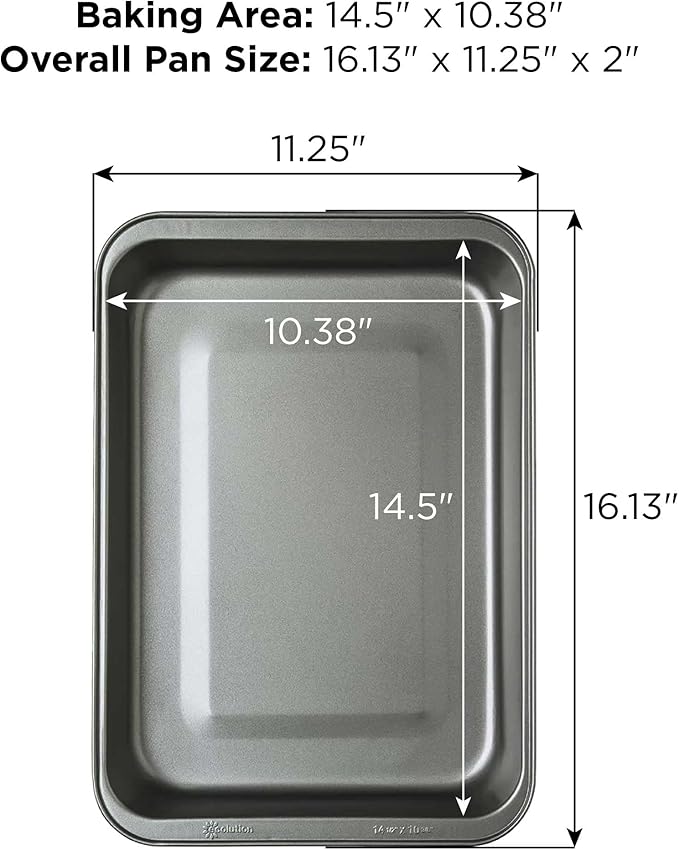 Ecolution Bakeins Lasagna and Roasting Pan – PFOA, BPA, and PTFE Free Non-Stick Coating – Heavy Duty Carbon Steel – Dishwasher Safe – Gray – 14.5” x 10.375” x 1.9375”