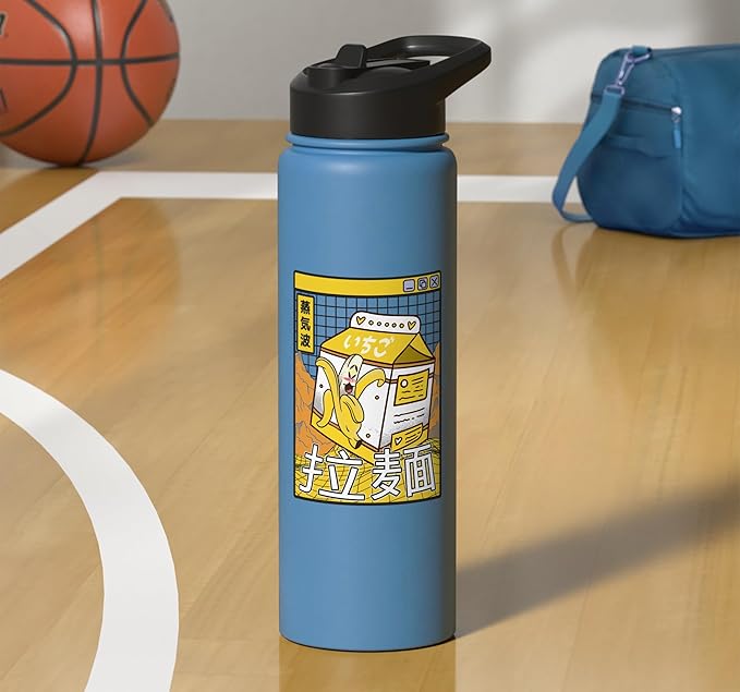 Banana Milk Carton Digital Japan 80s Otaku Anime Vaporwave Stainless Steel Insulated Water Bottle