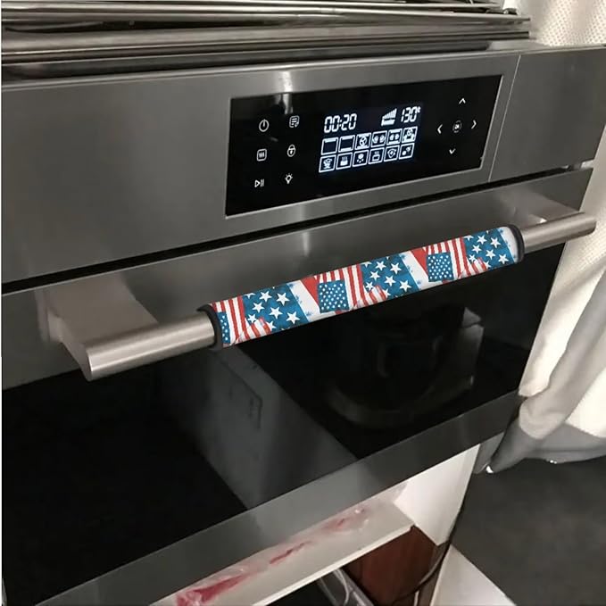 4th of July Refrigerator Door Handle Covers Set of 6 Kitchen Appliance Decor Handles Keep Clean Anti-Slip Fridge Accessories United States 250th Anniversary Decor, American Flag Pattern