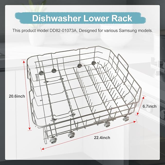 【2026 UPGRADED】DD82-01073A Lower Rack Assembly Replacement Parts Fit for Samsung Dishwasher Dishrack DW80R5061,DW80R5060,DW80K7050UG,DW80K5050US Series