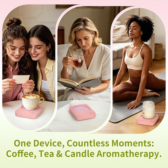 VOBAGA Coffee Mug Warmer for Desk with Auto Shut Off & 3-Temp Settings, Coffee Cup Warmer Galentines Day Gift Home Office Accessory, Perfect for Coffee, Tea, Milk (No Mug)